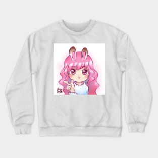 Pink Bunny Girl - Cute Kawaii Anime Art Crewneck Sweatshirt